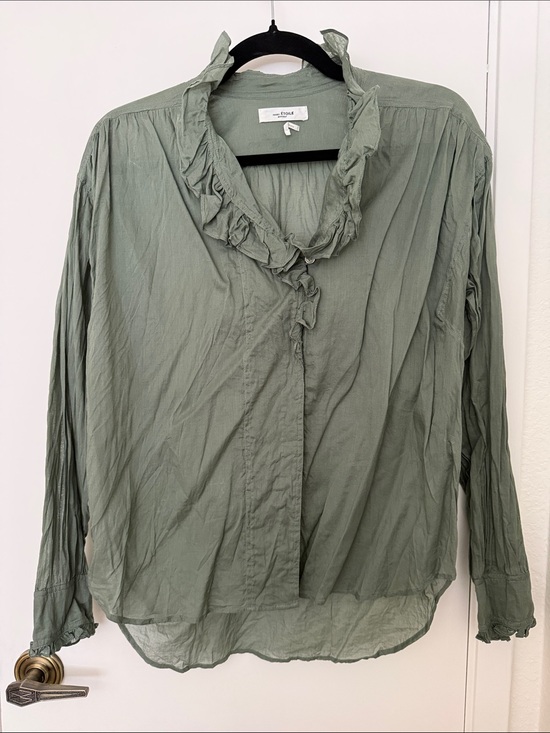 Isabel Marant Tops - Isabel Marant Ruffle-Neck Sage Green Blouse